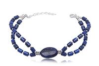 Modearmbånd med Lapis Lazuli perler & sølv.