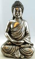 Buddha Figur I Lotusstilling / Silver Antik