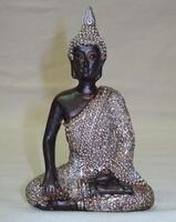 Lille Buddha Figur Mørk Antik & Sølv
