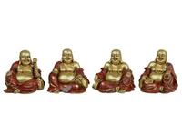 4stk Små Buddhaer I Sæt