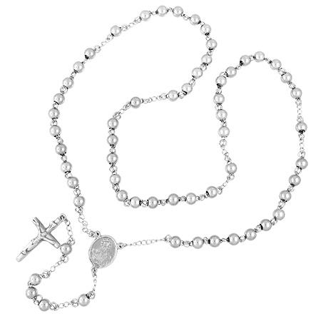 Populær rosenkrans halskæde i kirurgisk blank stål. 63 cm