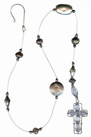 Smuk deco wire med sølv, sten, perler og kors.
