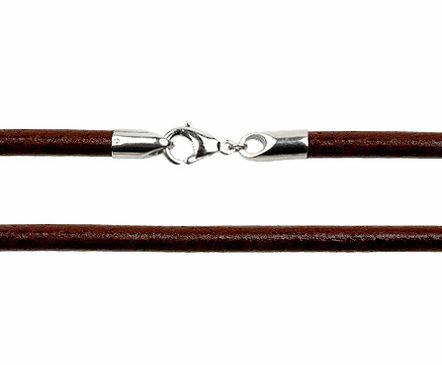 5 mm brun læderhalskæde med rustfri stållås.