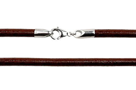 4 mm brun læderhalskæde med rustfri stållås