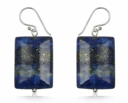 Lapis Lazuli øreringe med sølvkrog & perle